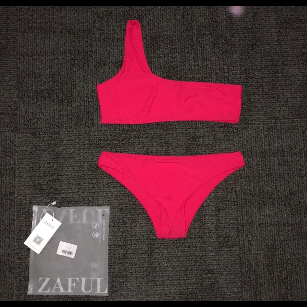 Zaful red one shoulder bikini size large